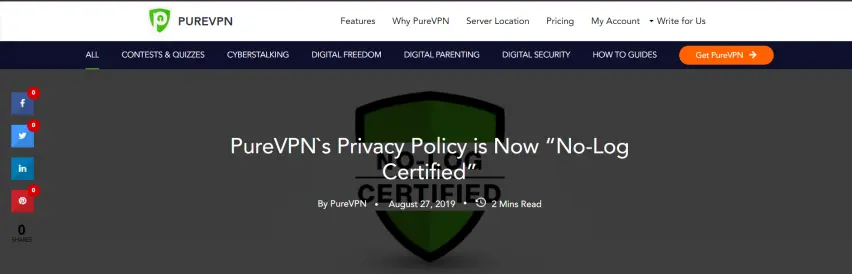 PureVPN's No Log Policy.