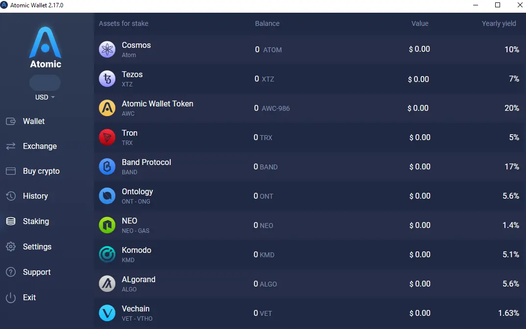 Atomic Wallet Staking Preview