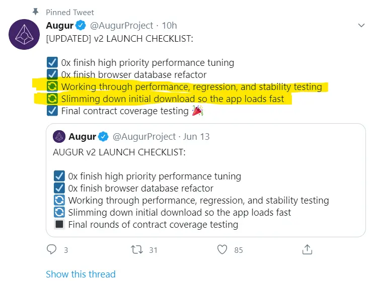 Augur Twitter screenshot.