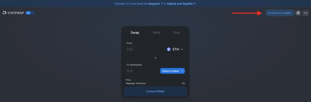 The Uniswap interface