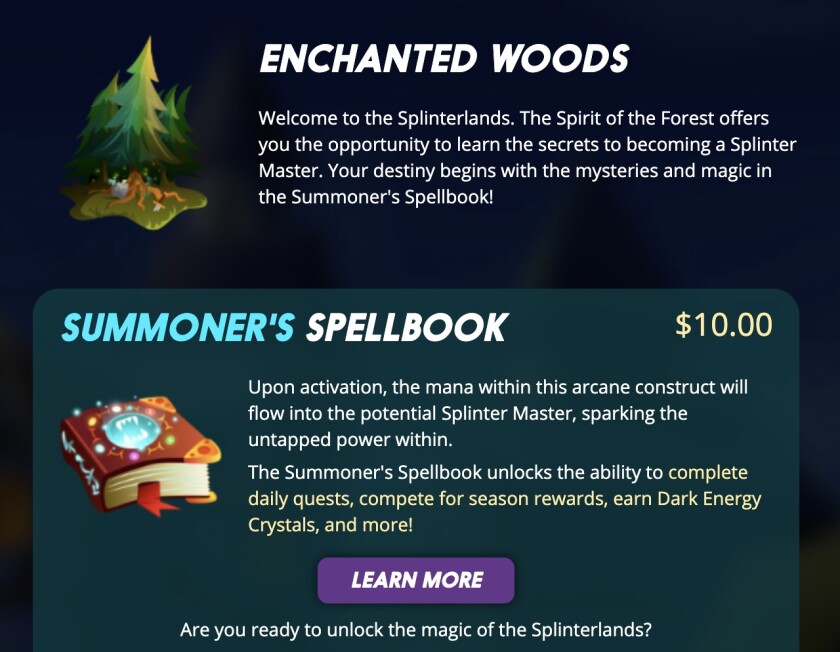 Summoner's Spellbook purchase dialogue