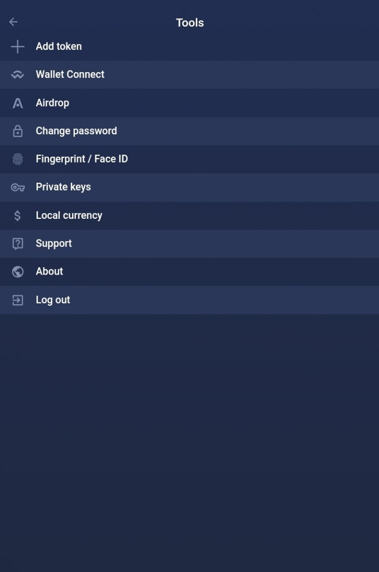 Atomic Wallet Settings