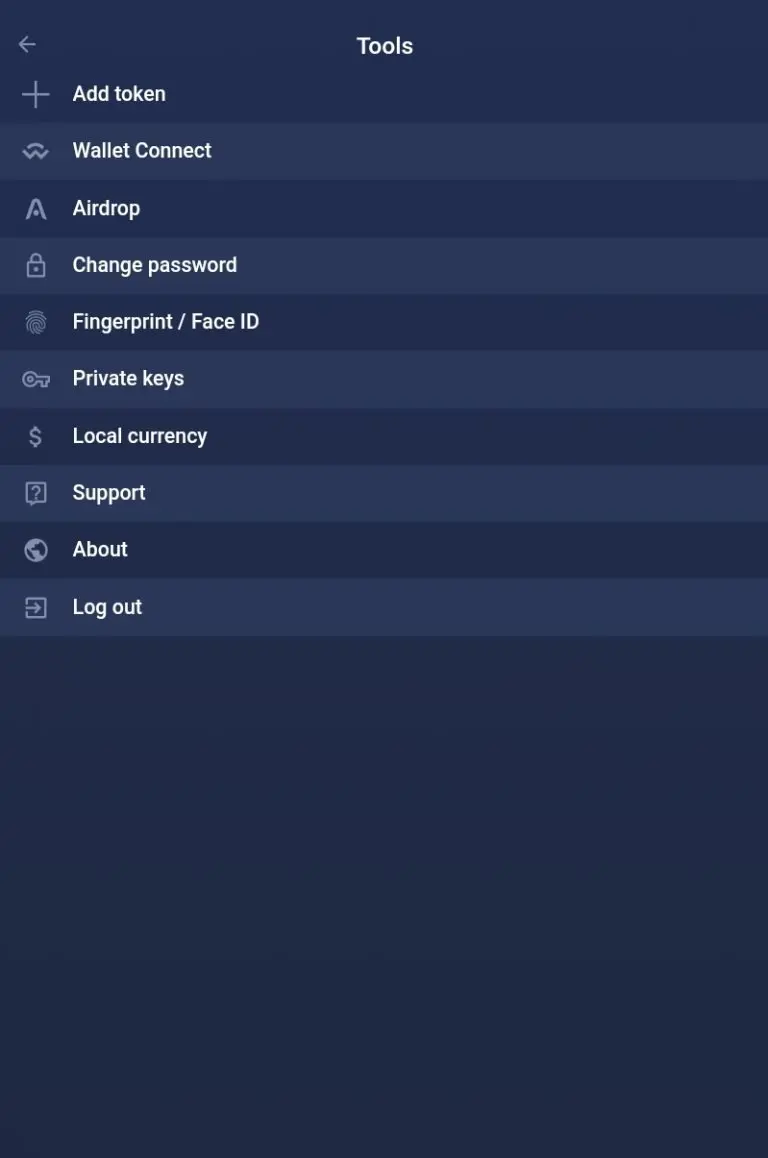 Atomic Wallet Settings