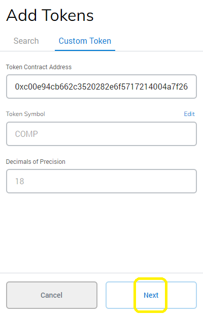 add token next
