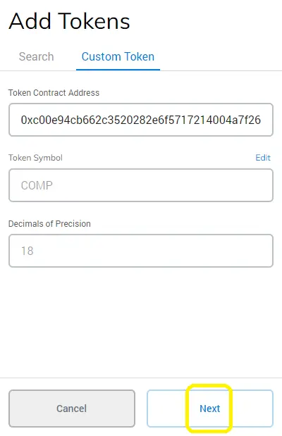 add token next