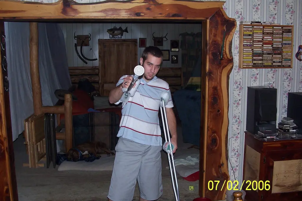 Me 20 Years old with my Crutches