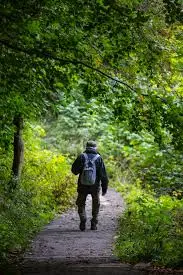 A guy walking in nature