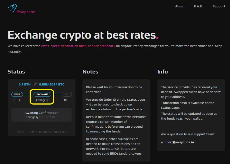 exchange status