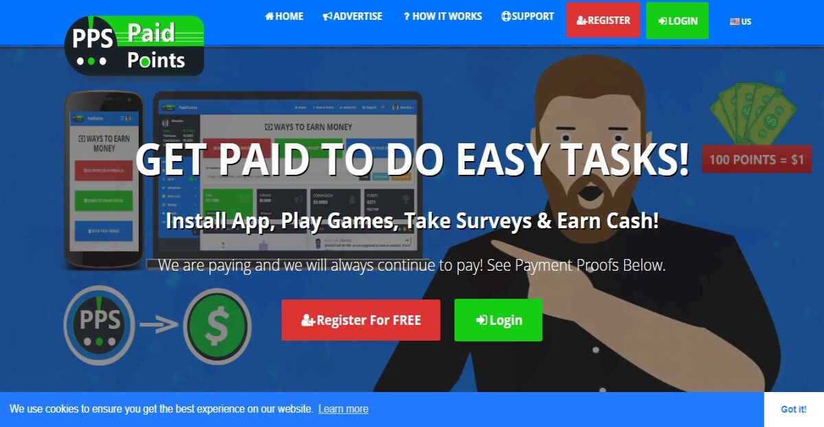 paidpoints - install apps, take surveys play games and earn money