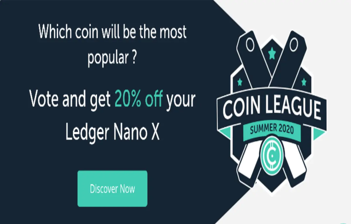Coin League 20% off ledger Nano X hardware wallets