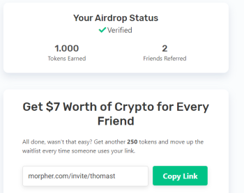 Morpher (MORPH) Airdrop Status