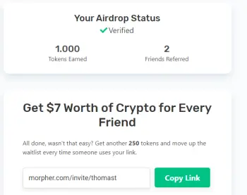 Morpher (MORPH) Airdrop Status
