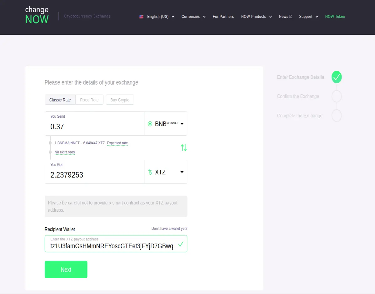 ChangeNOW selecting assets