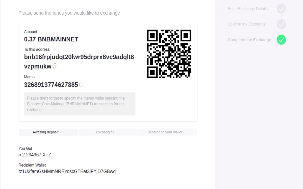 ChangeNOW sending money