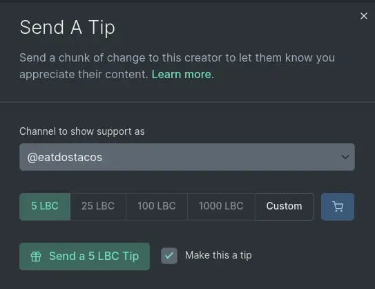 New Tip/Support UI