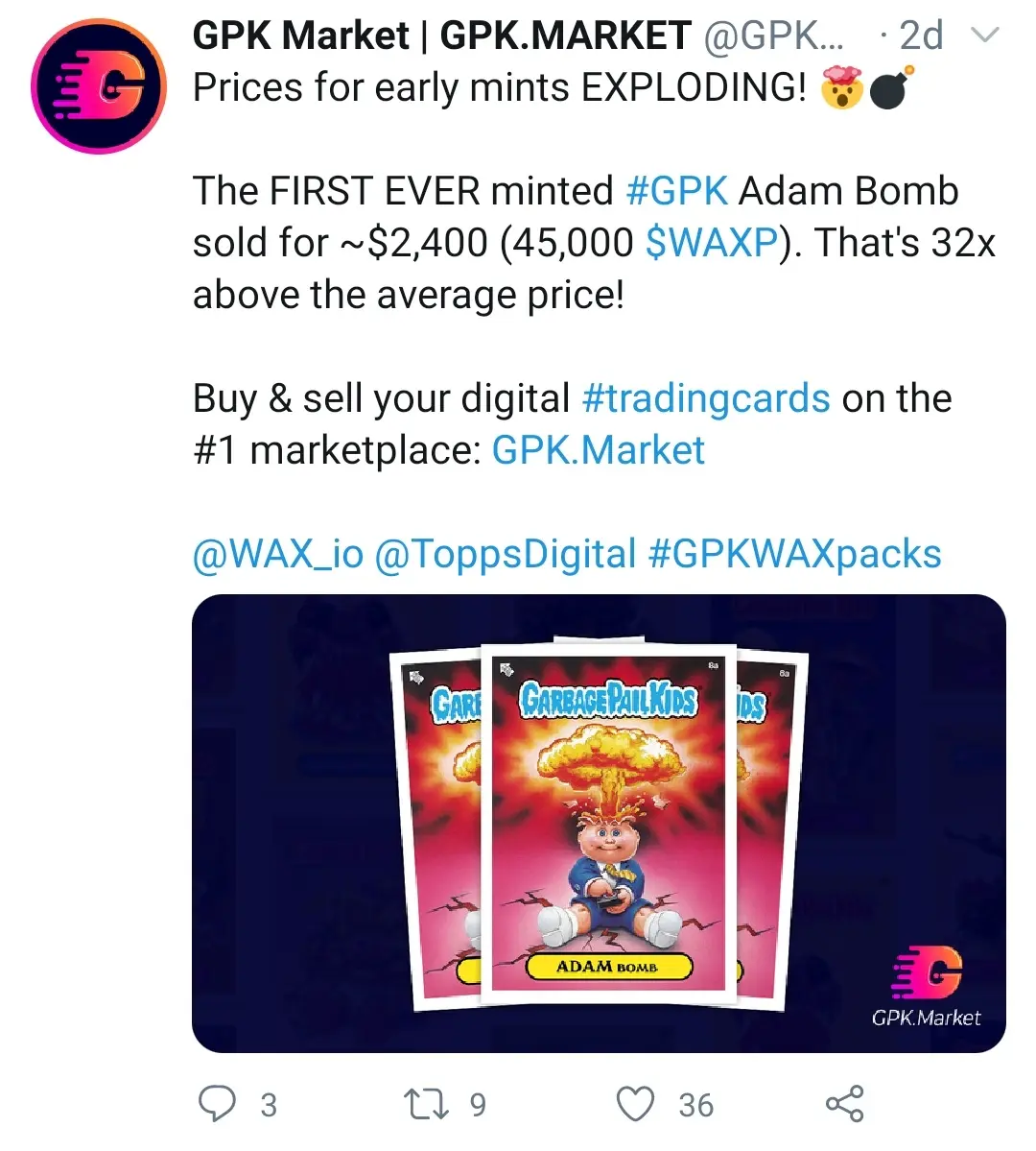 GPK Sale on WAX