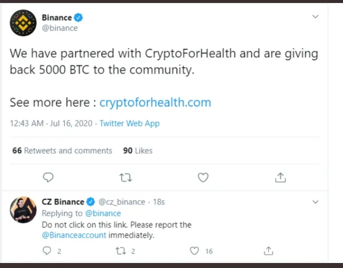 Binance Twitter Hack