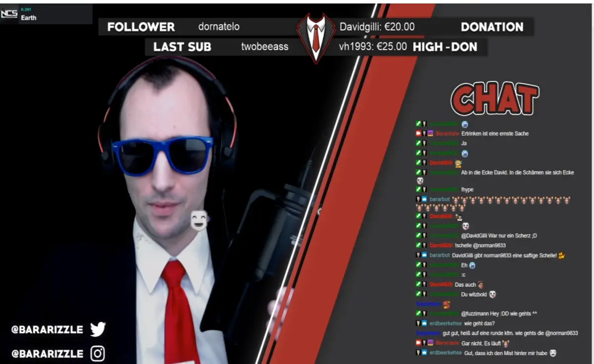 Bararizzle Streamer mit Stil Hitmanstyle