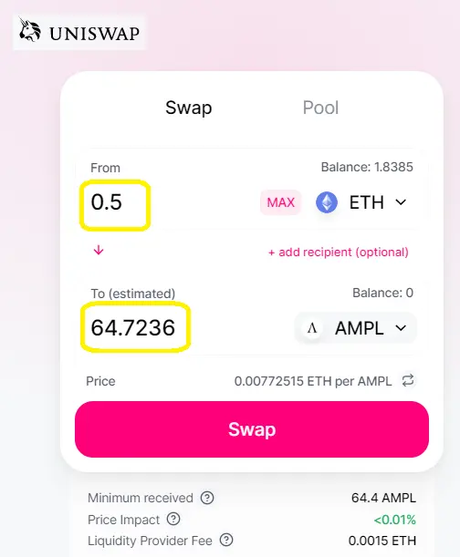 uniswap ampl