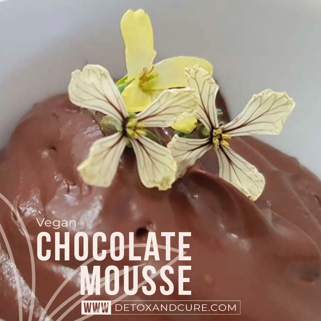 vegan Chocolate Mousse with flowers