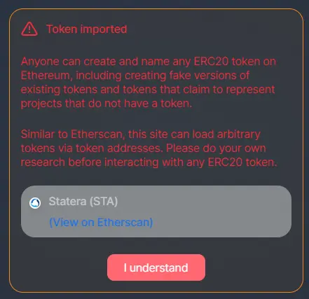 Warning ERC20