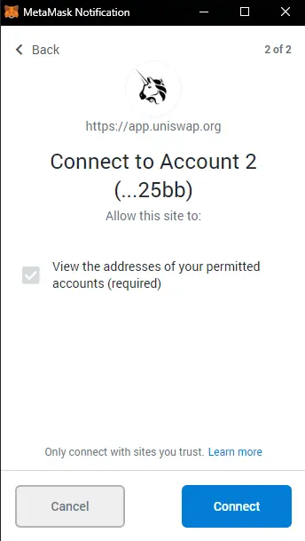 Connect MM to Uniswap