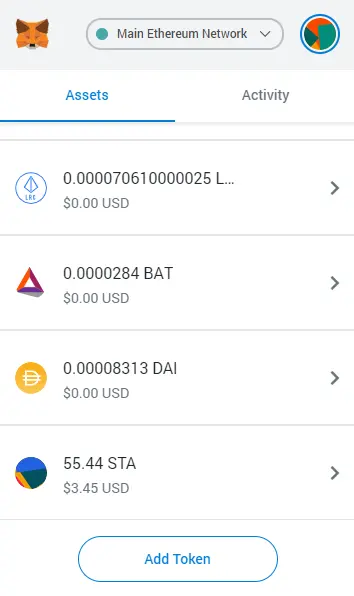 STA in MetaMask