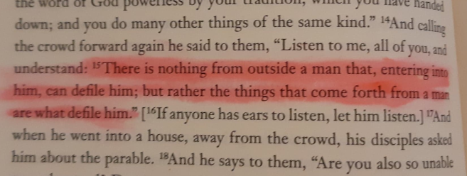 Mark 7:15 Hart New Testament