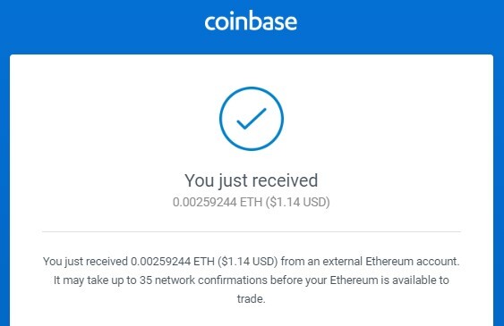 ETH cash out to Coinbase