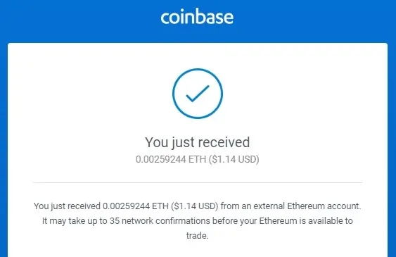 ETH cash out to Coinbase