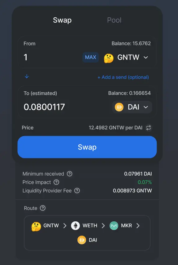 GNT on Uniswap