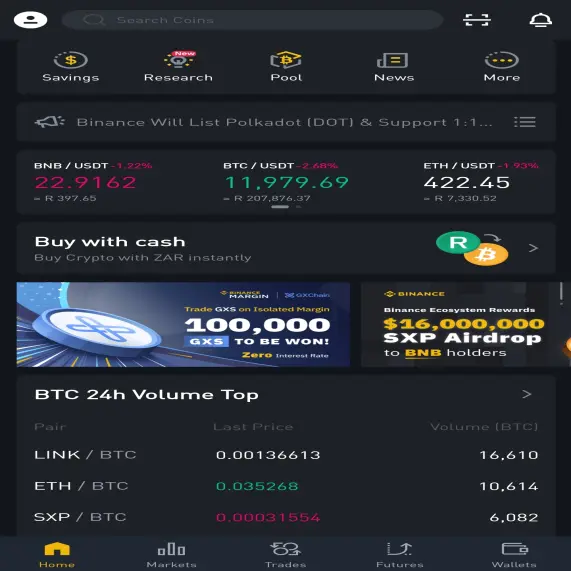Binance wallet trading banking app