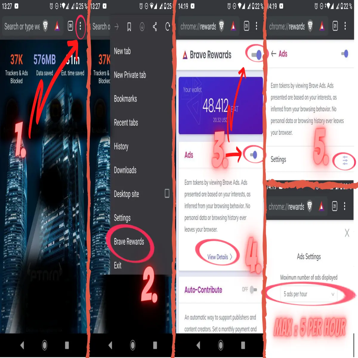 How to activate Brave rewards.