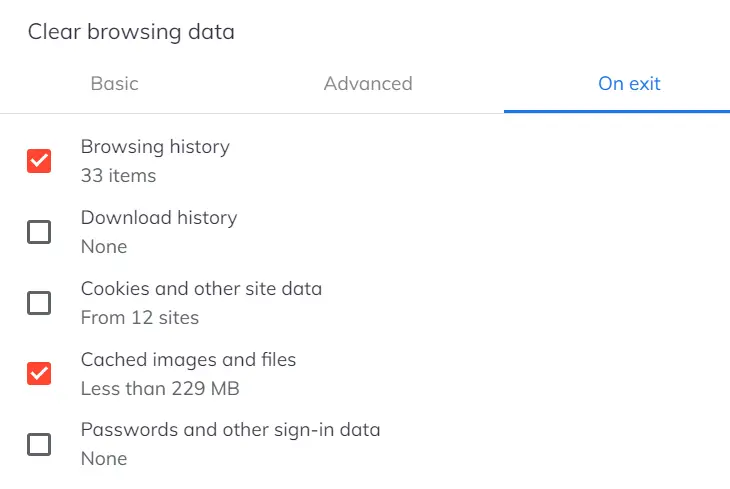 brave clear data on exit