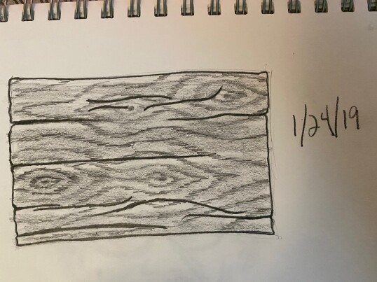 Wood panel - before - pencil drawing
