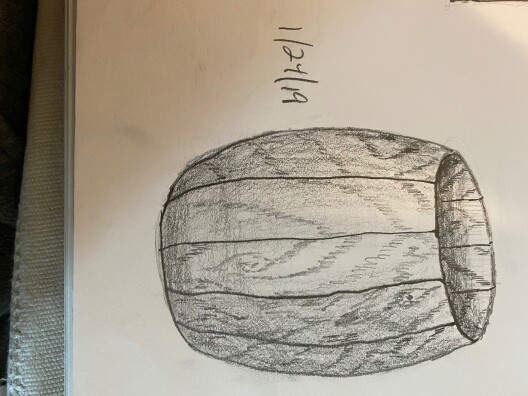 wooden barrel - pencil drawing
