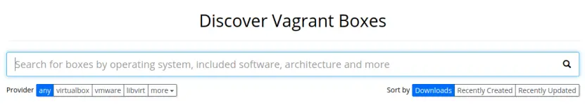 vagrant box search bar