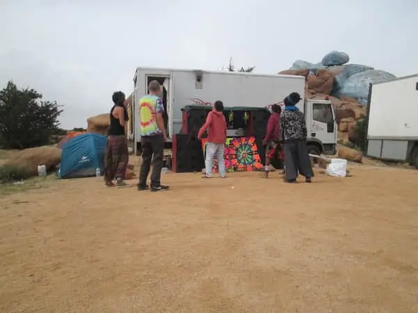 Drum Clinic Sound System in Morocco. The blue rocks, Tafroute.