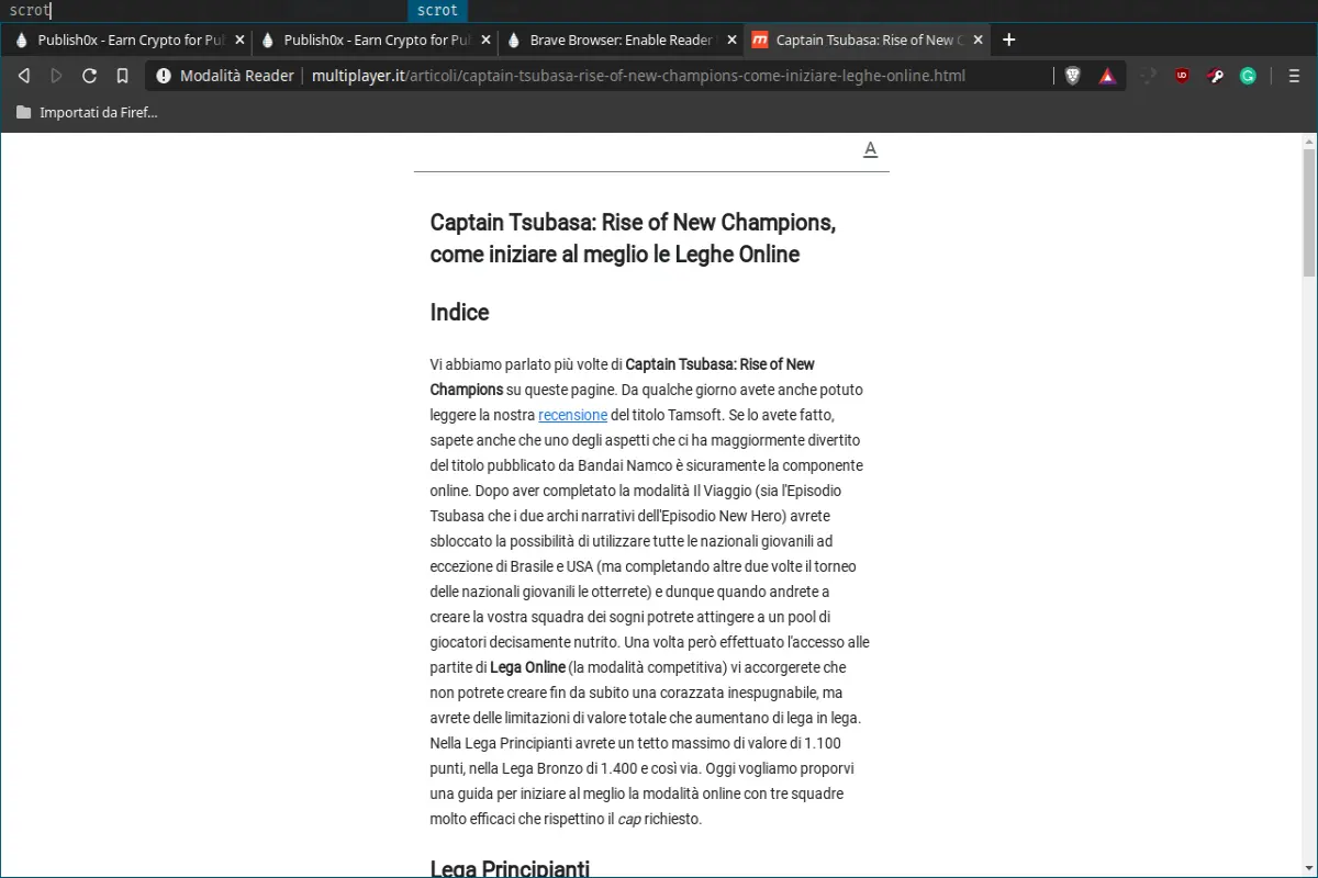 Pagina ottimizzata per la lettura