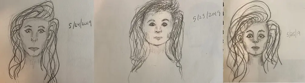 three faces - pencil drawing