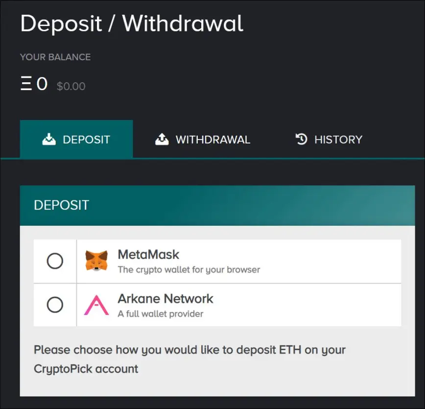 deposit cryptopick