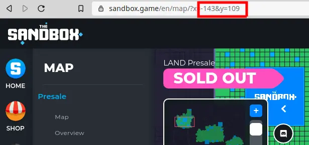 Locate Land in The Sandbox