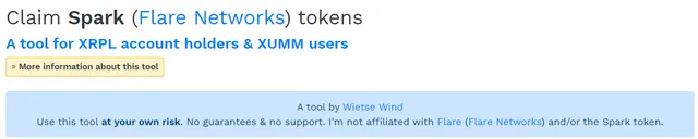 Screenshot of tool website