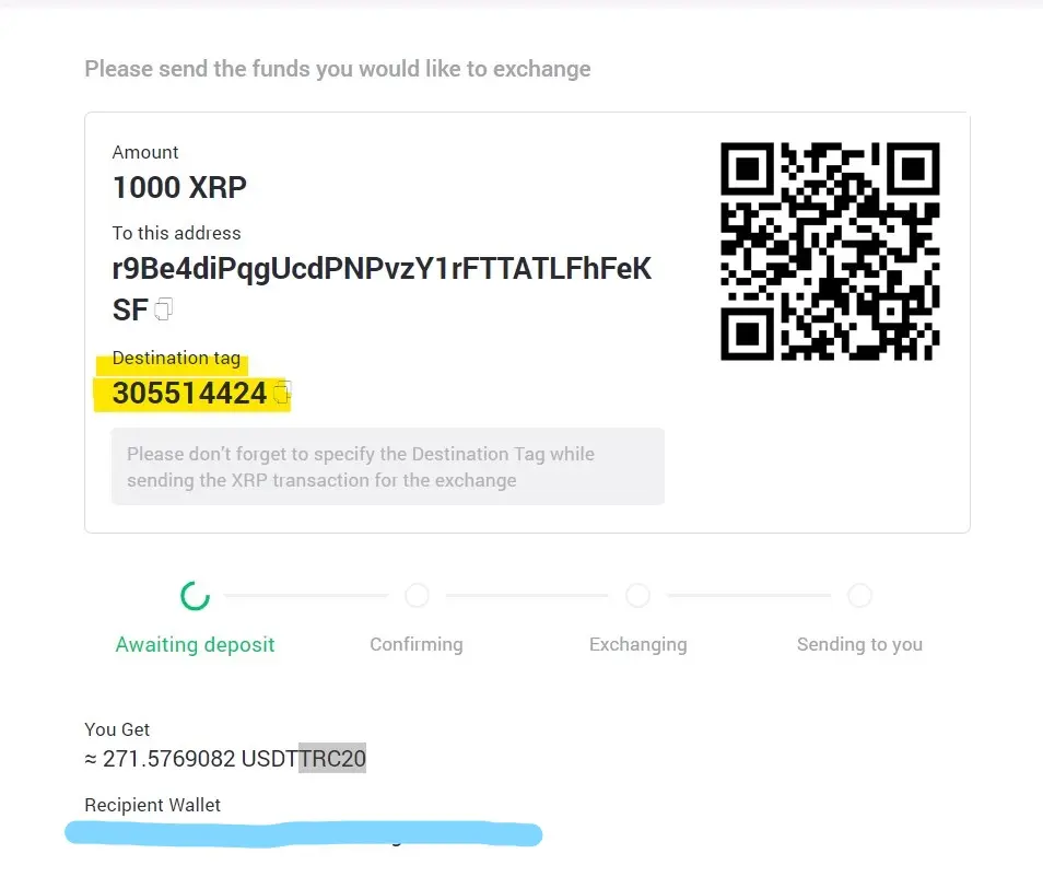 changeNow after entering necessary info