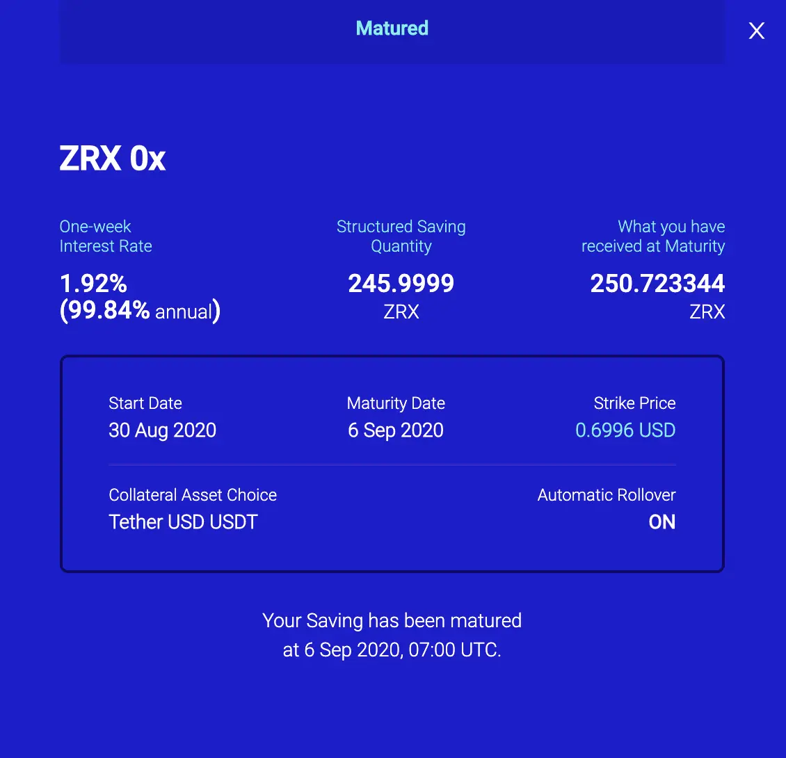 ZRX Roll Structured Savings