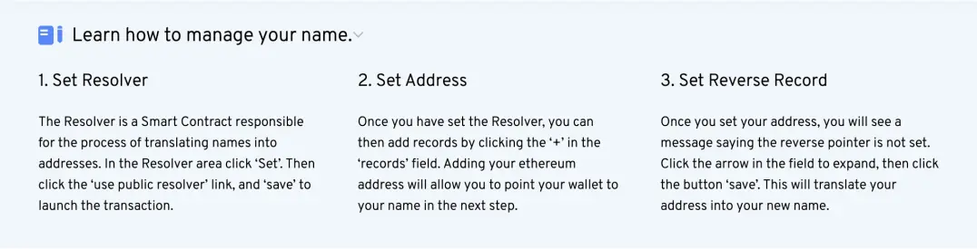 ENS name registration instructions