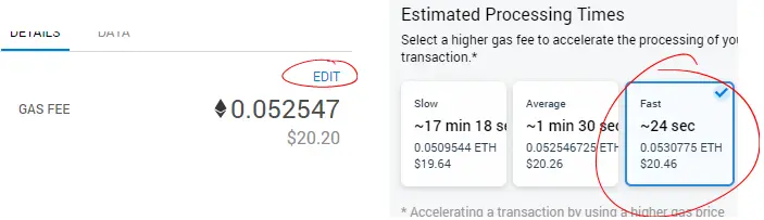 Edit GAS Fees