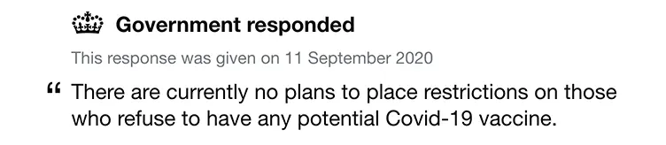 UK Government Response to Petition