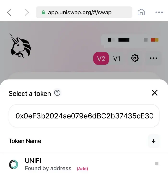 UNIFI DeFi contract address (copy and paste this):
