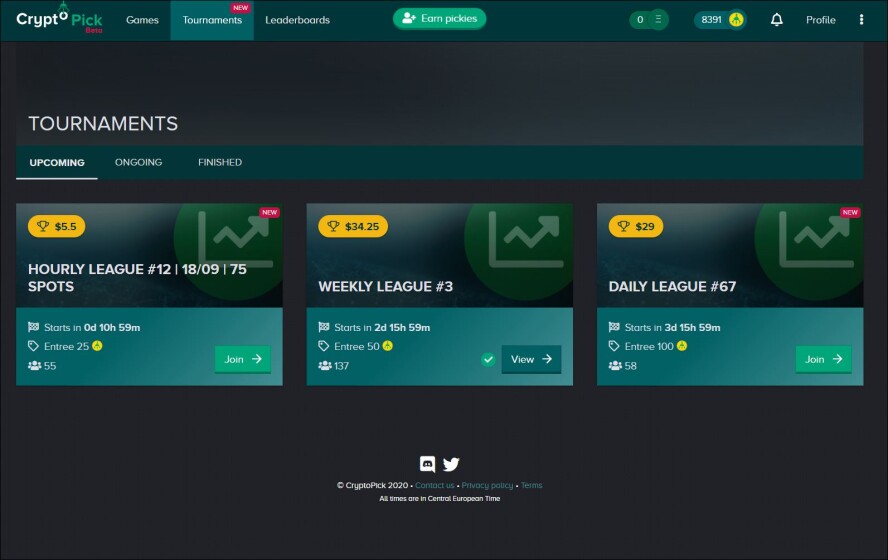 cryptopick tournaments